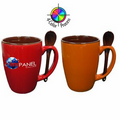 16 Oz. Orange and Brown Endeavor Bistro Mug w/ Spoon (4 Color Process)
